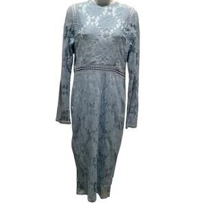 PRETTY LITTLE THING BLUE LACE BODYCON MIDI DRESS 8 NWT